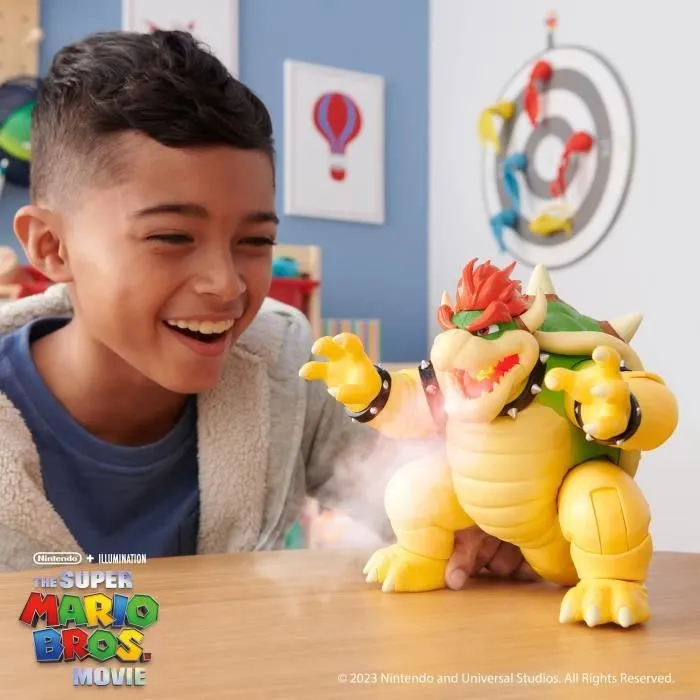 Figurine électronique Bowser - JAKKS PACIFIC - Mario Movie - 18 cm - crache de la vapeur rouge-1