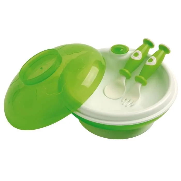 dBb Remond Assiette Garde au Chaud Verte + Couverts-0