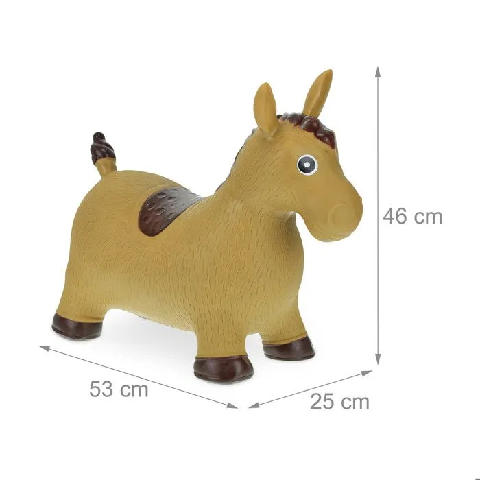 Relaxdays Animal sauteur, jouet en forme de cheval, avec pompe à air, charge maximale 50 kg, 3 ans et plus, marron-3