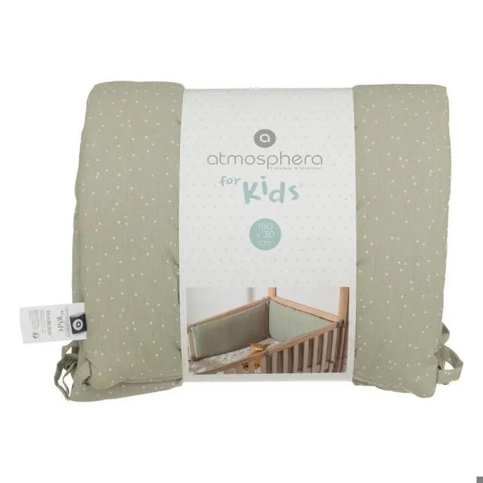 Tour de lit bébé en coton 190x30cm vert céladon - Vert celadon - Atmosphera createur d'interieur-1