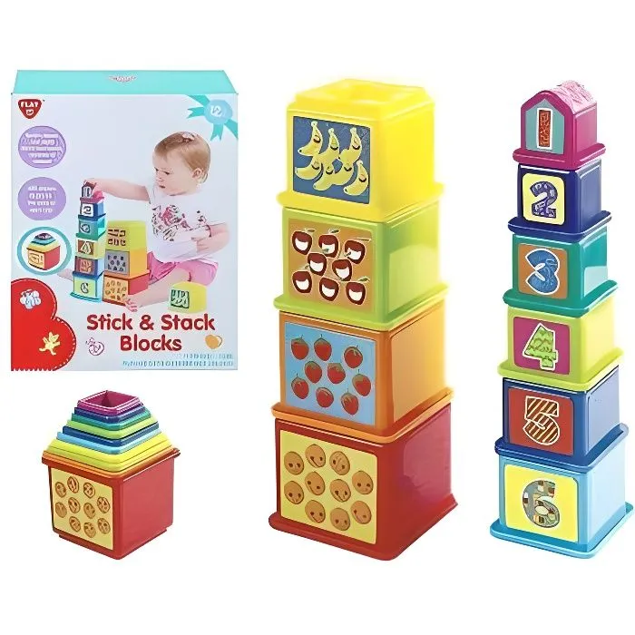 Cubes empilables PLAYGO - Pour bébé - Plastique - A partir de 12 mois-0