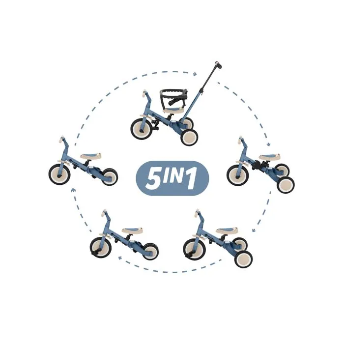 PETITE&MARS Tricycle Enfant Multifonctionnel 5en1 Turbo  Ocean Blue-1