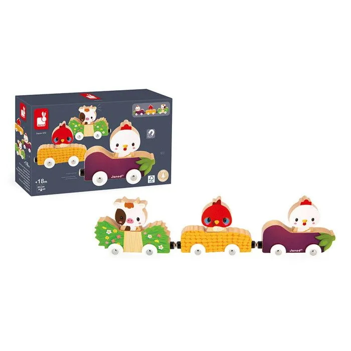 Animaux de la Ferme Magnétiques - Jouet d'Éveil - 3 Véhicules + 3 Animaux en Bois - Jeu en Bois FSC - Dès 18 Mois-4
