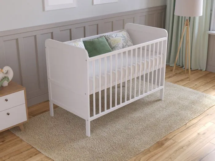 Lit Bebe Evolutif Avec Matelas - Lit Bebe Set Complet 120x60 cm Bois,Blanc convertible-1