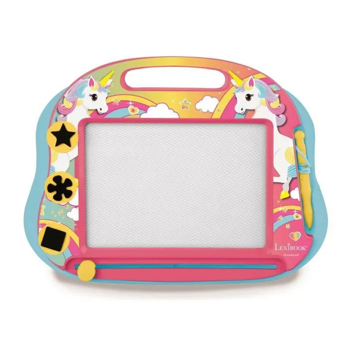 Ardoise magique Licorne format A5 avec accessoires magnétiques pour dessiner en couleurs - LEXIBOOK-1