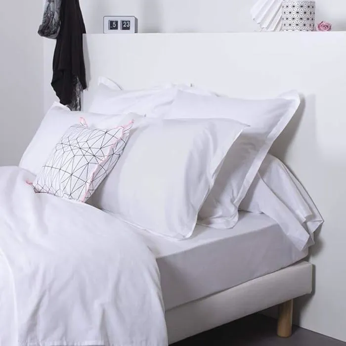 Drap Housse - COTE DECO - Uni - Blanc - 160x200 cm - 100% coton-1
