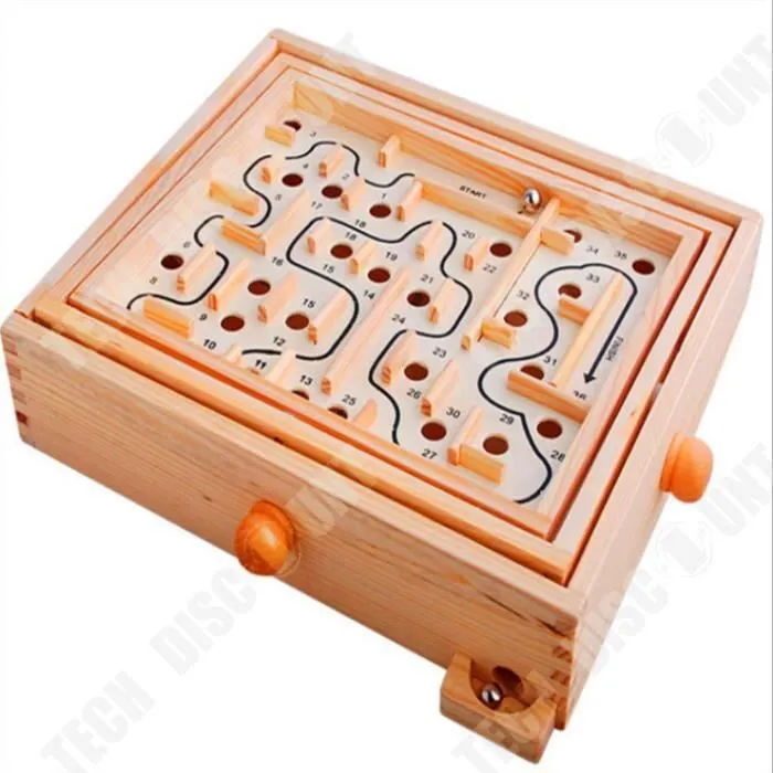TD® Jeu de société jouet en bois jeu de balle intelligence piste balle main labyrinthe-0