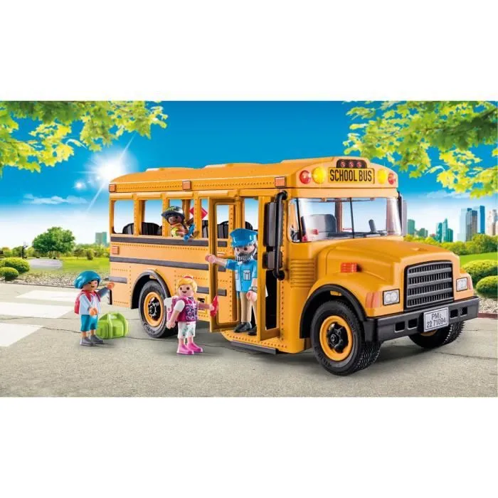PLAYMOBIL - 71094 - City Life - Bus scolaire - Avec lumières de signalisation et 4 personnages-1