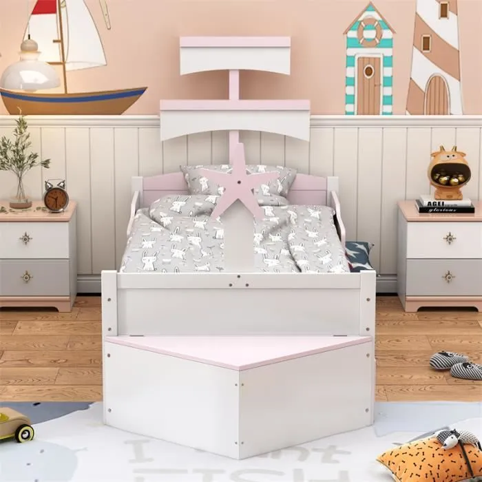 Lit gigogne - DREAMMESPACE - Voilier - 90x200cm - Métal - Rose-1
