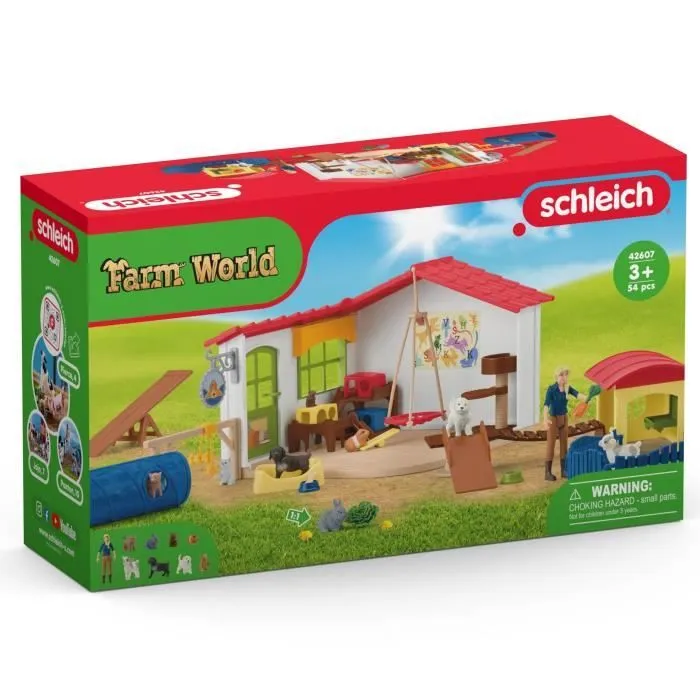 Hôtel des Animaux de la Ferme - Grand coffret de 54 Pièces de Jouets Schleich avec Chien, Chat, Lapin, Accessoires et Plus - Cadeau-8
