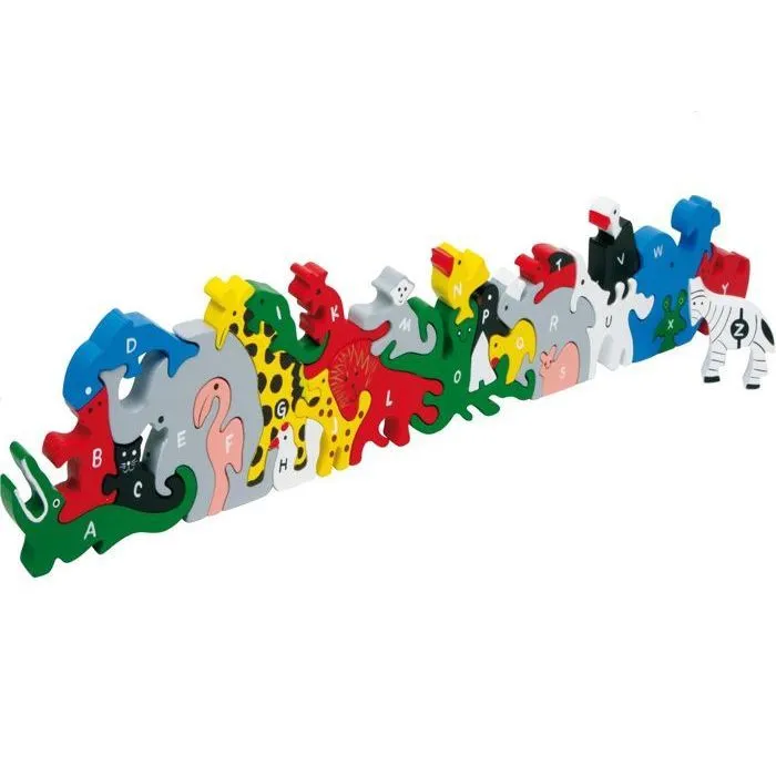 Puzzle Animaux Bois - LEGLER - Lettres et nombres - 58 x 11 cm - 12 pièces-0