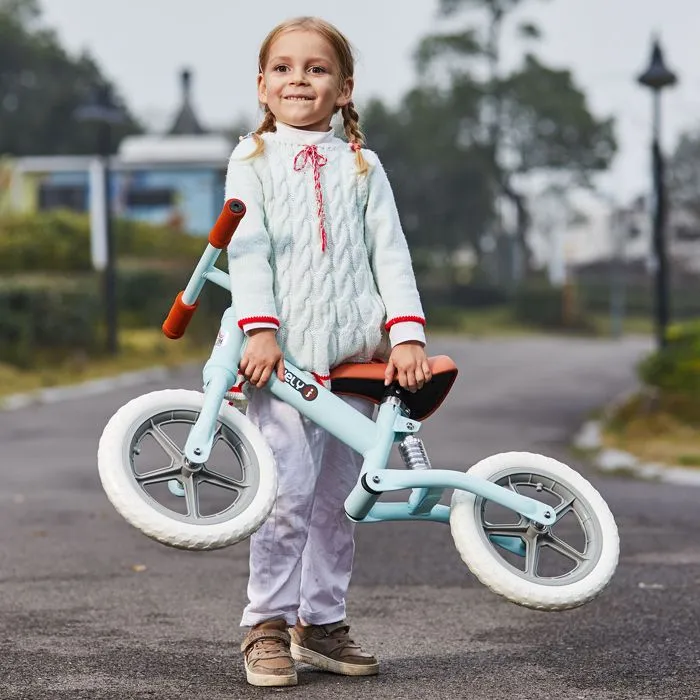 Draisienne enfant roues 12" suspension selle hauteur réglable acier bleu ciel-2