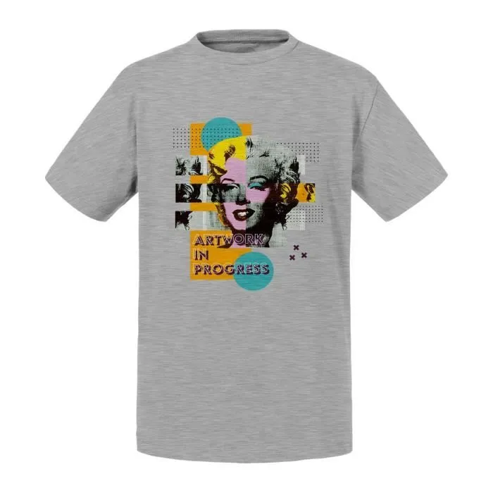 T-shirt Enfant Gris Artwork In progress Marilyn Pop Art 60's-0