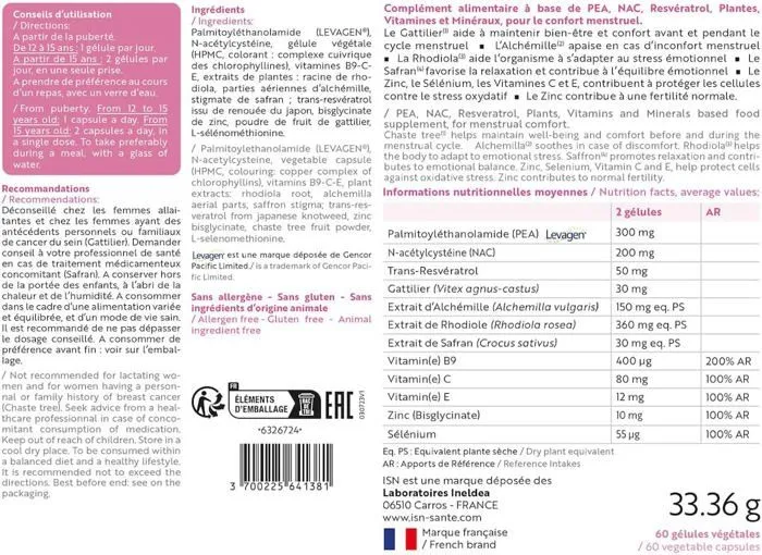 ISN - ENDOMELIA - Confort menstruel - Plantes, Vitamines & Minéraux - Equilibre émotionnel - Cure 30j-1