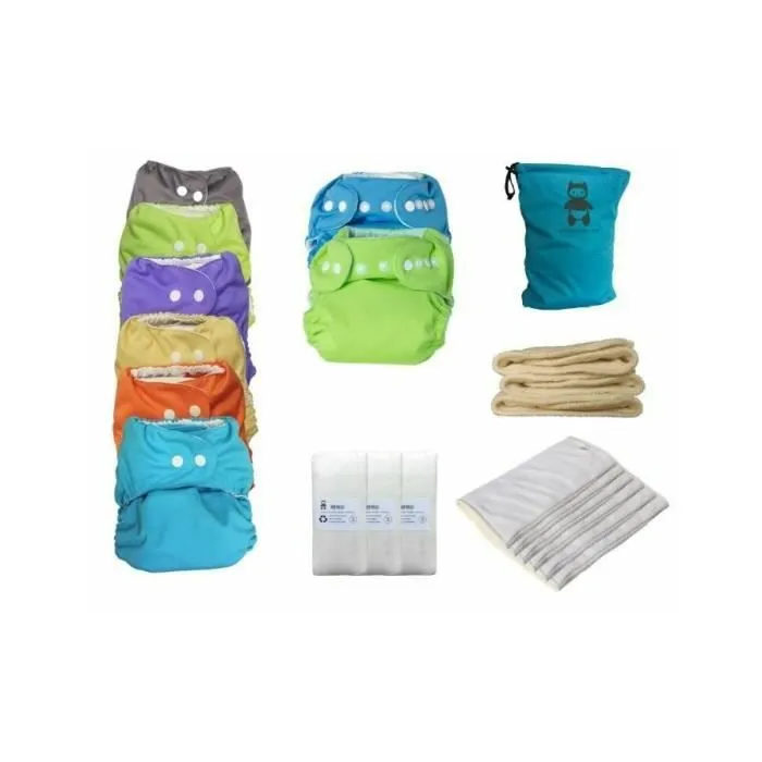 Pack Couches Lavables Complet - Jour Nuit - Taille Unique (3-15 kg) - P'TITS DESSOUS-0