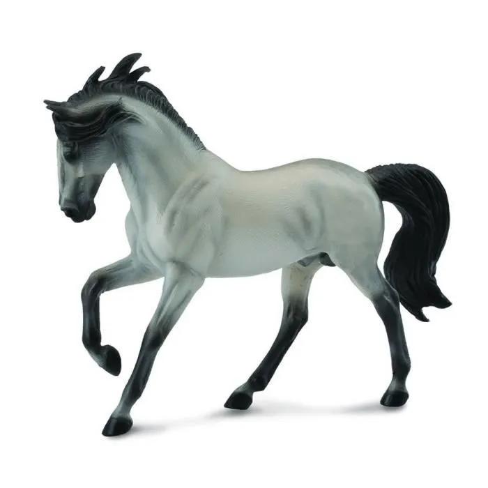 Figurine - Cheval Etalon Andalou Gris - Pure Race Espagnol - Dressage Spectacle - 16cm-0
