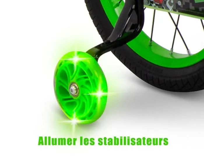 Vélo Enfant - HUFFY - Minecraft 16" - Stabilisateurs lumineux - Freins avant et arrière - Plaque Creeper-4