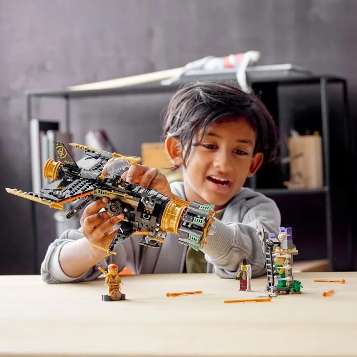 LEGO® NINJAGO® 71736 Le jet multi-missiles, jouet d'avion Boulder Blaster avec prison et figurine de Ninja Kai Or à collectionner-3