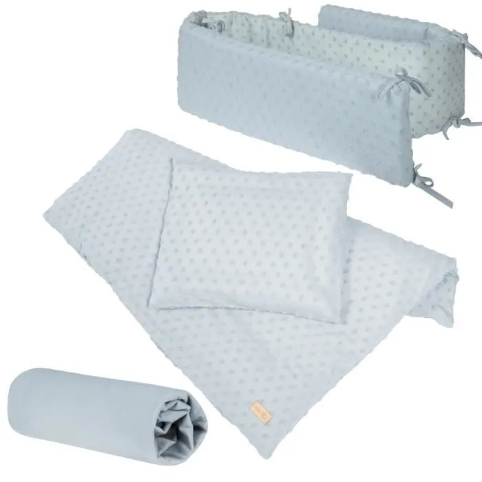 Coffret Bébé Bio ROBA Lil Planet - Linge et Tour de Lit + Drap Housse - Bleu Clair-0