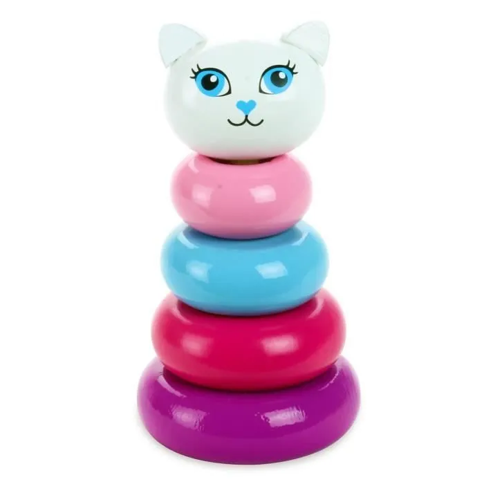 Empilable en bois massif Minette - VILAC - Pour enfants de 12 mois et plus - Couleurs girly-0