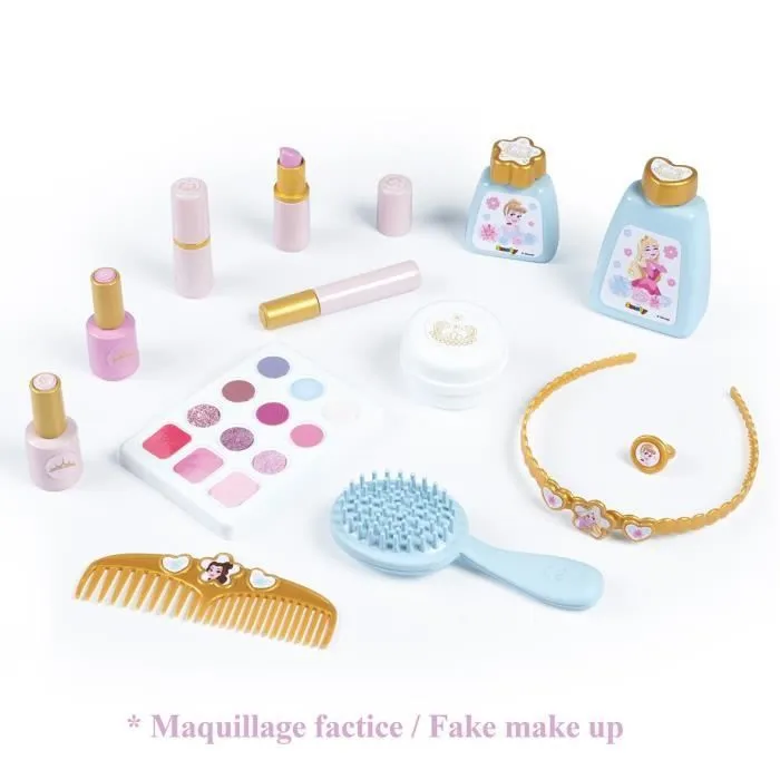 Smoby - Disney Princesse - Valise beauté facile à transporter - 13 accessoires inclus : coiffure, onglerie, maquillage - Fabricatio-2