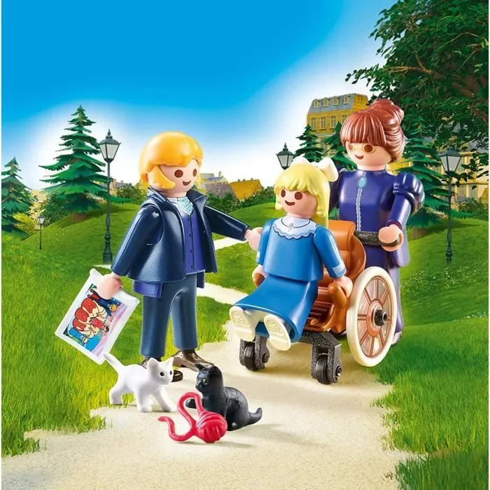 Playmobil - Heidi - Clara avec son père et Mlle Rottenmeier - Fauteuil roulant - 19 pièces-1