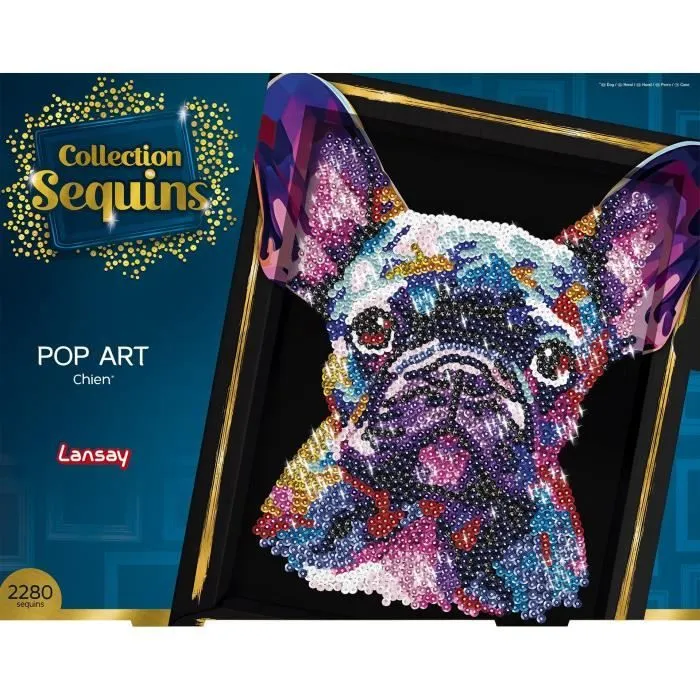 Kit loisir créatif - LANSAY - Collection Sequins - Pop art chien - Dès 14 ans-3