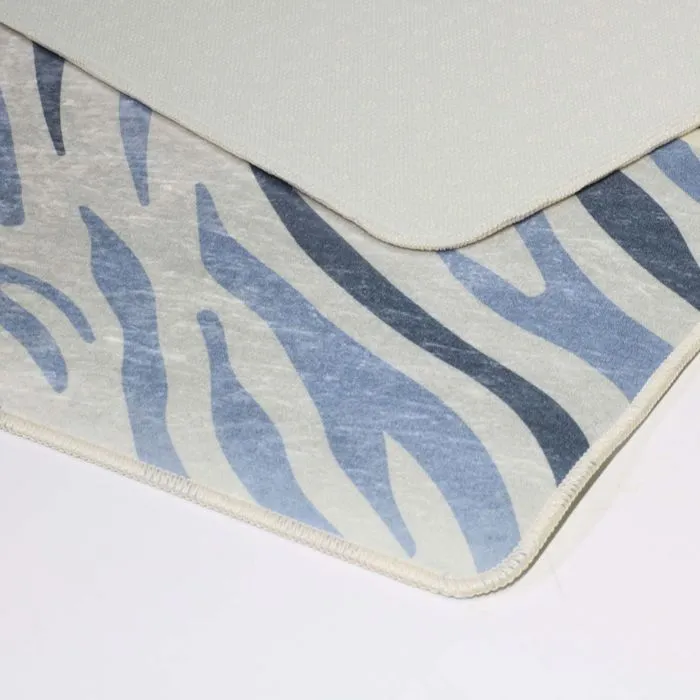 Tapis - ZEBRE - 120x160 - Bleu - Antidérapant - Lavable en machine-2