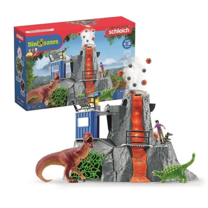 Expédition au grand Volcan, 1 figurine de chercheuse et 2 jouets dinosaures, Pour enfants dès 5 ans, Schleich 42564 DINOSAURS-0