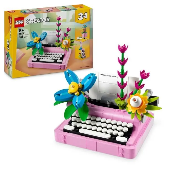 LEGO Creator 31169 3-en-1 La machine à écrire avec des fleurs - Jeu pour fille dès 8 ans-0