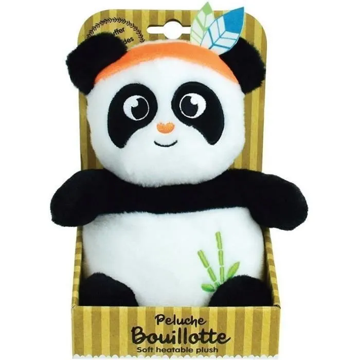 Peluche bouillotte INDIAN PANDA - JEMINI - H 21 cm - Blanc et noir - Bébé-1