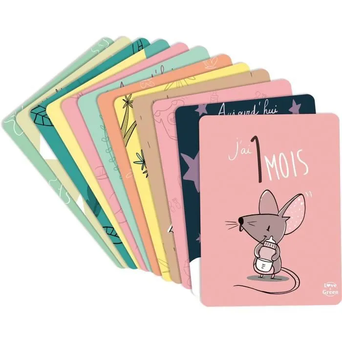 Kit naissance Love & Green - 1 paquet de T1 + 1 paquet de lingettes + 1 Bio liniment + 1 lot de 24 cartes étapes-4
