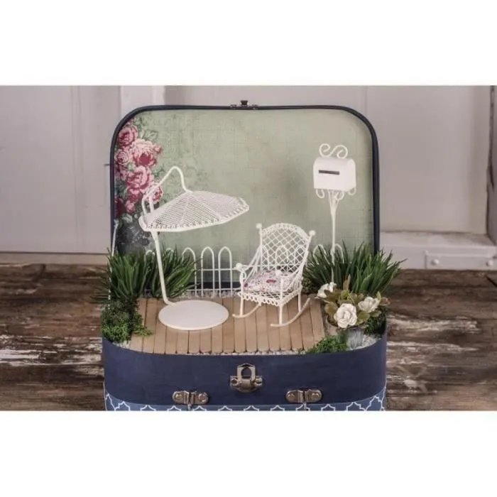 Accessoire mini jardin - Rayher - Chaise à bascule - Métal blanc - 5.3 cm x 8 cm x 5 cm - Mixte-1
