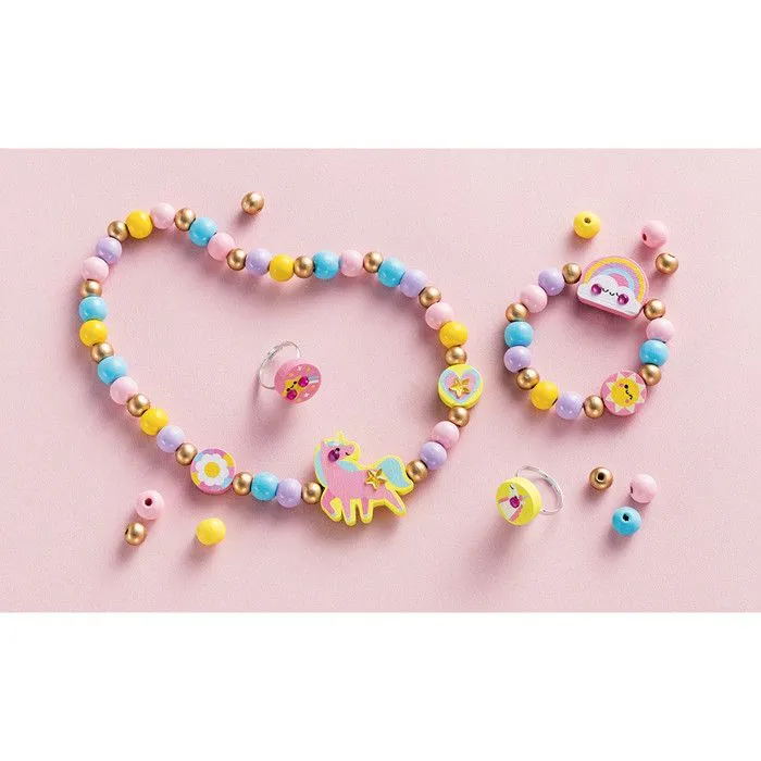 4 Bijoux en Bois à Créer Rainbow Land - Les Premiers Ateliers Bijoux - Création Bijoux DIY - Kit Loisir Créatif - Dès 4 ans-1