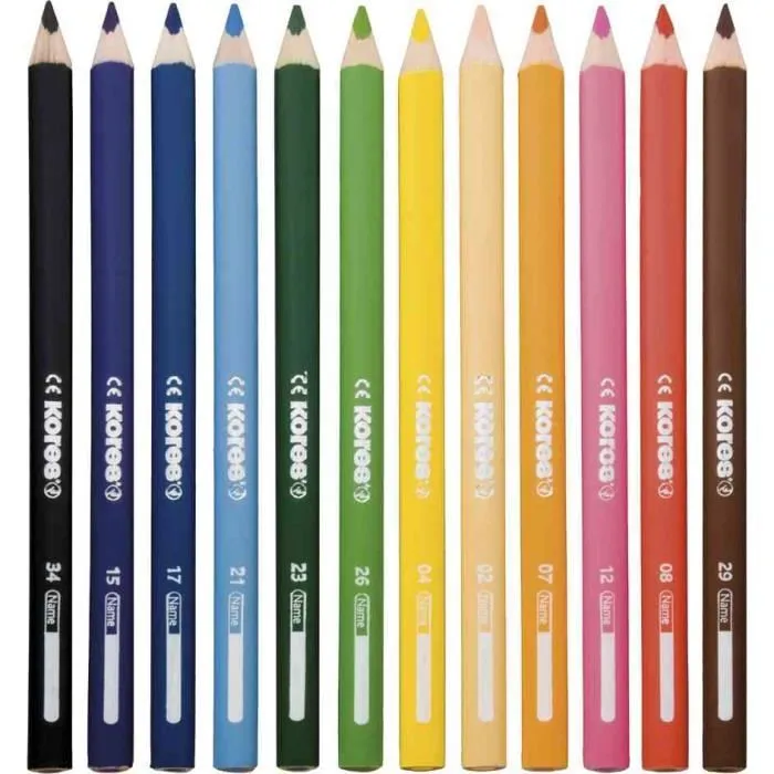 Crayons de couleur - Kores - JUMBO - Étui de 12 - Mine incassable - Forme triangulaire-1