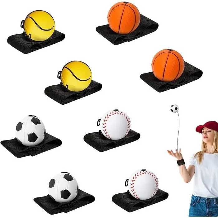 8 Pièces Balles Rebondissantes pour Poignet, Balles De Bande De Poignet avec Et Corde, Balles de Retour Poignet Jouets de Bracelet p-0