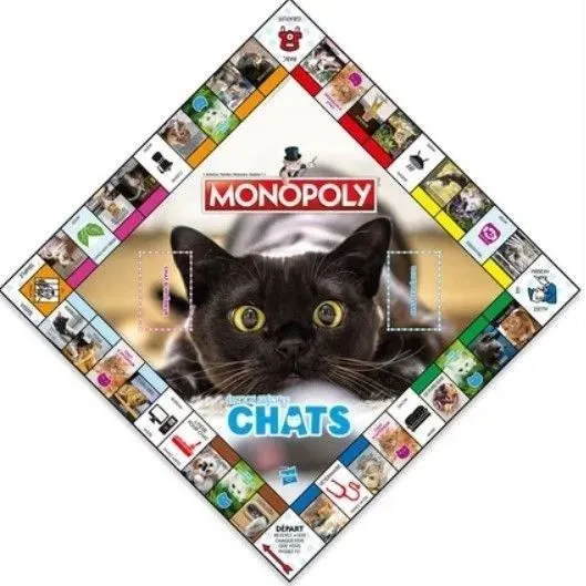 Monopoly Chats - Jeu de société - WINNING MOVES - Monopoly mettant en vedette les chats dans différents lieux.-1