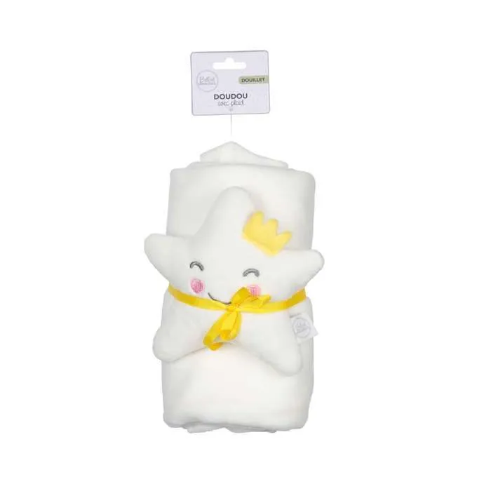 Bébé Douceur - Doudou et son plaid blanc - Etoile-1