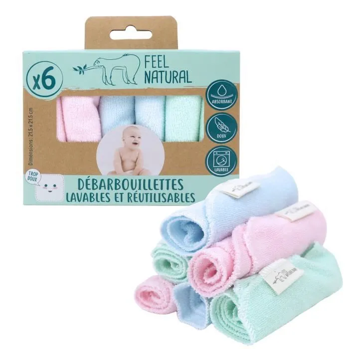 Set 6 débarbouillettes bébé lavables et réutilisables-0