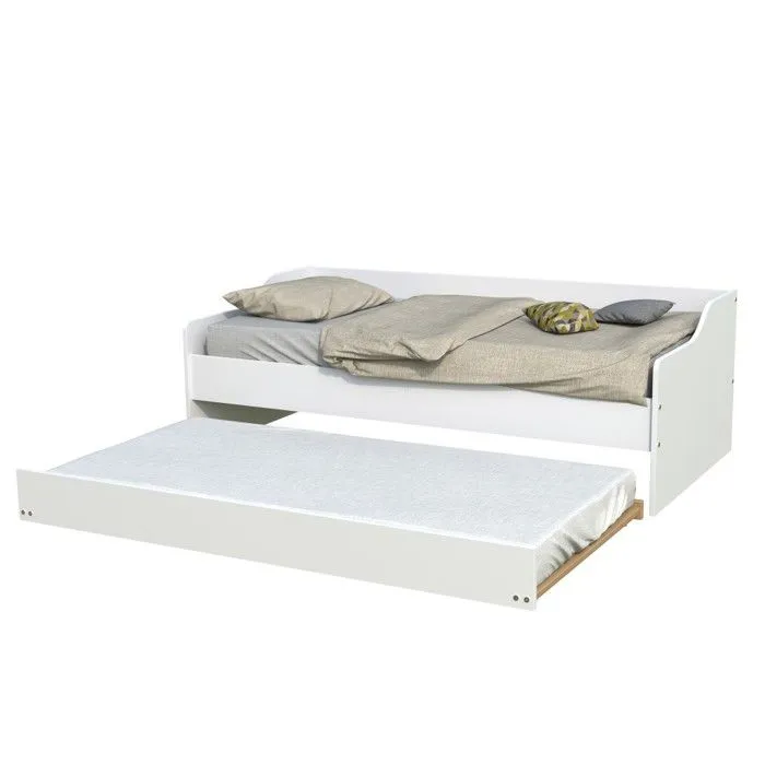 Lit gigogne SWEET 90x200 + 2 sommiers + 1 tiroir-lit/ Blanc-1