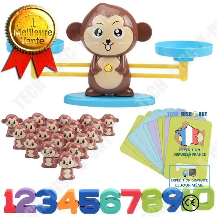 TD® Jeu d'apprentissage enfants / Balance Singe pour apprentissage Chiffres / Poids Enfant Intelligence Jouets / Jeux Éducatifs-0