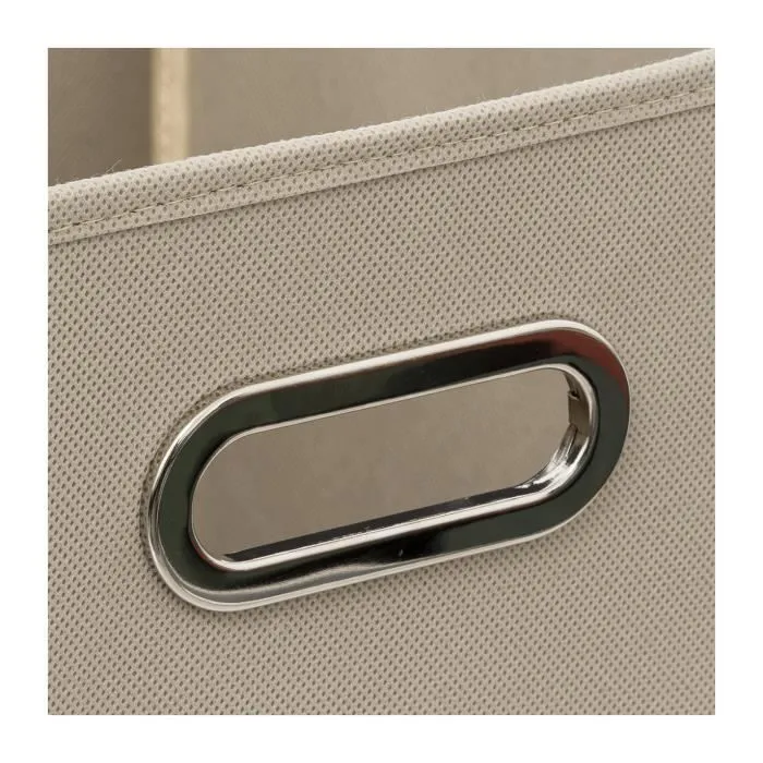 Boîte de rangement Beige Lin - FIVE - 31 x 31 x 31 cm - Polypropylène, métal et carton-1