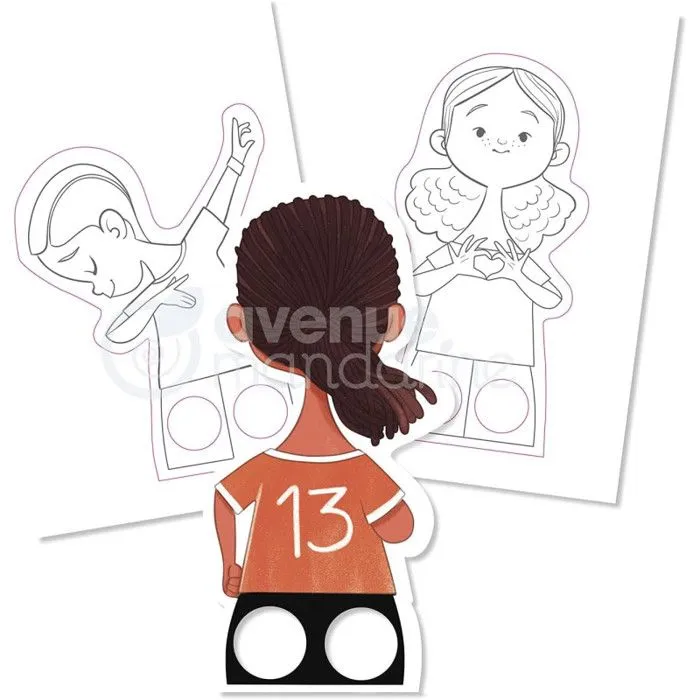 Carnet de 24 marionnettes à doigt à colorier Graffy puppets - Football-1