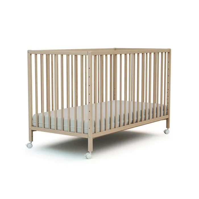 WEBABY - Lit bébé cododo en bois avec roulettes 60 x 120 LIO  Hêtre Brut - Taille unique-1