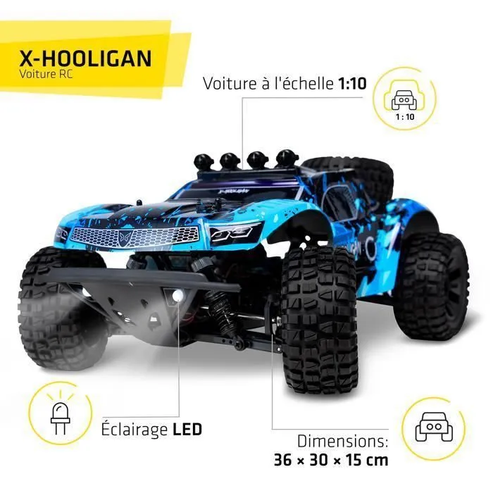 OVERMAX Hooligan Grande voiture télécommandée rapide, échelle 1:10, vitesse 35 km/h, portée 100 mètres, transmission 4x4, 40 min-5