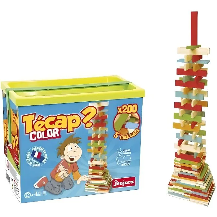 Jeu de construction en bois - JEUJURA - TECAP COLOR - 200 pièces - Mixte - A partir de 4 ans-0