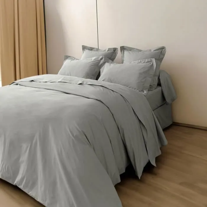 Housse de couette percale de coton peigné "Julian" Coton Pur - Julian Perle - Housse de couette 240 x 220 cm-0