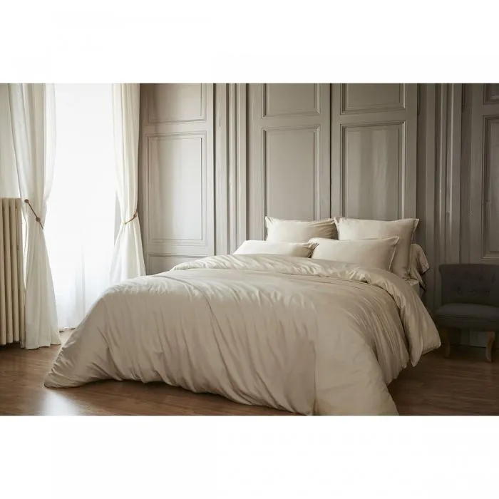 Housse de couette 240 x 220 cm bambou de satin 120 fils Salomé Naturel-1