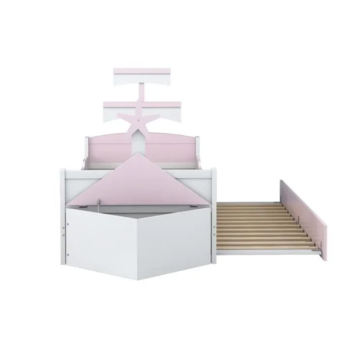 Lit gigogne - DREAMMESPACE - Voilier - 90x200cm - Métal - Rose-2