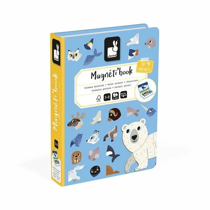 Magnéti'Book Animaux Polaires - Jeu Educatif Magnétique 30 Aimants + 10 Modèles - Jouet Enfant en Carton FSC - Dès 3 Ans-0